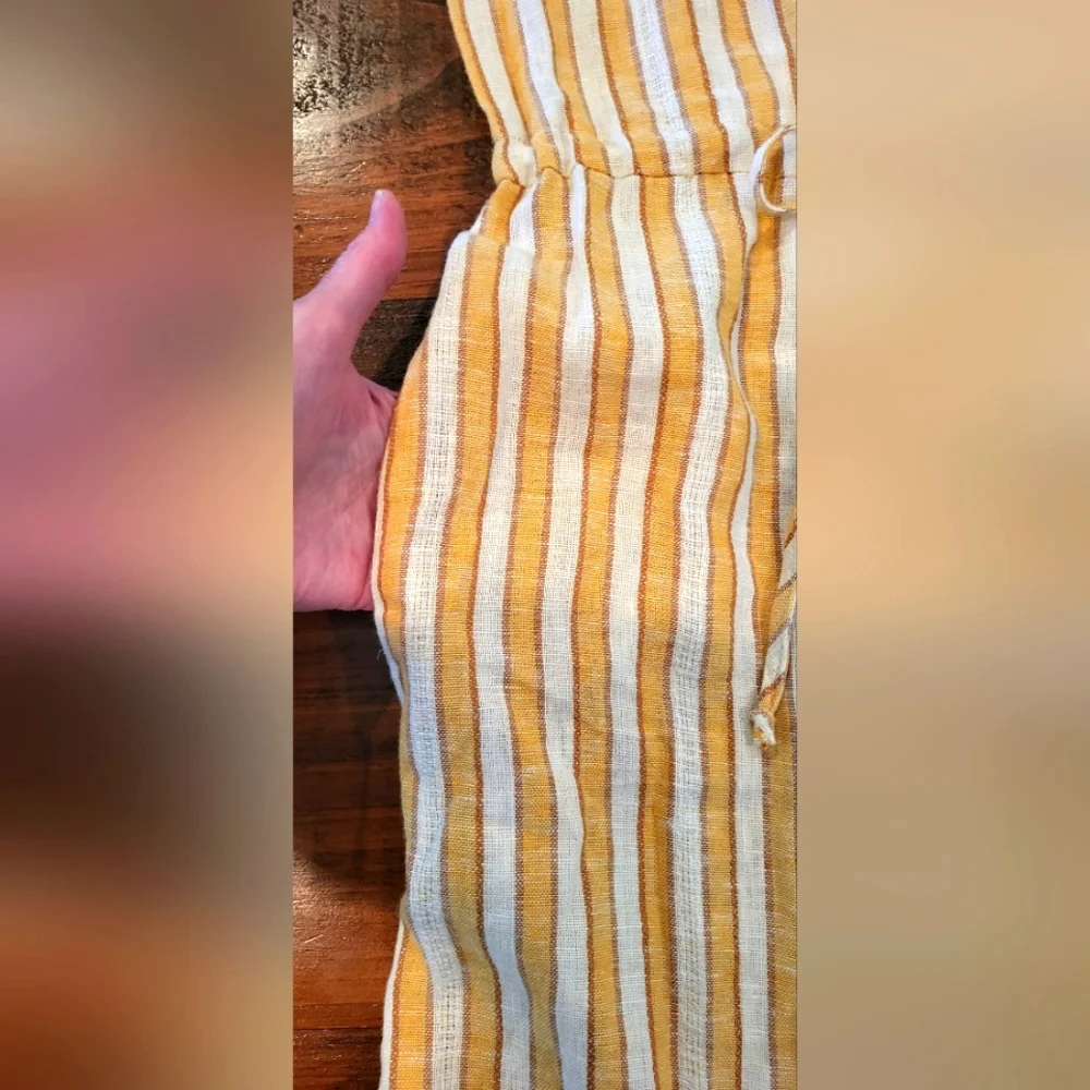 Anthropologie - HOST PICK   Drew Yellow Stripe Linen Blend Sleeveless Dress - S - Picture 5 of 5